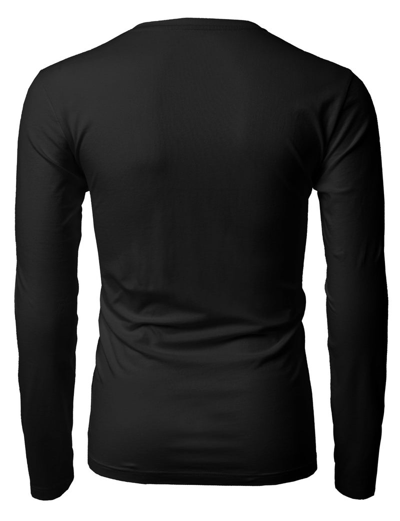 H2H Mens V-Neck Long Sleeve Casual T-Shirt Black US L/Asia XL (KMTTL0374) - Image 3